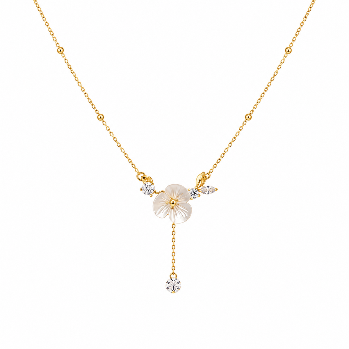 Floral Crystal Drop Necklace