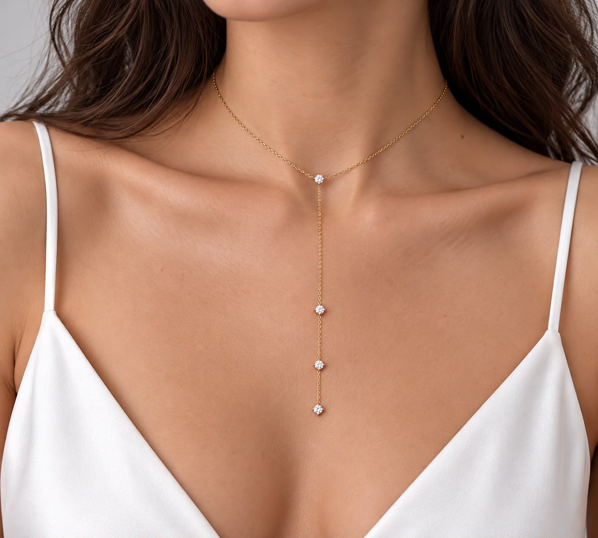 Crystal Drop Lariat Necklace