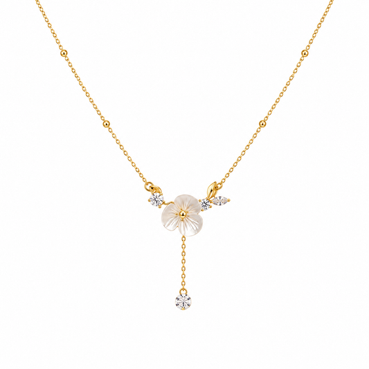 Floral Crystal Drop Necklace