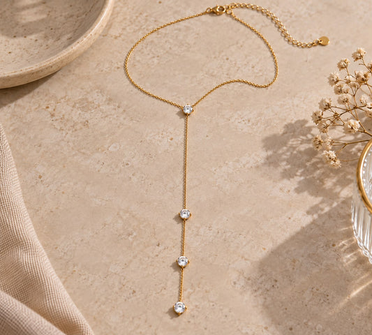 Crystal Drop Lariat Necklace