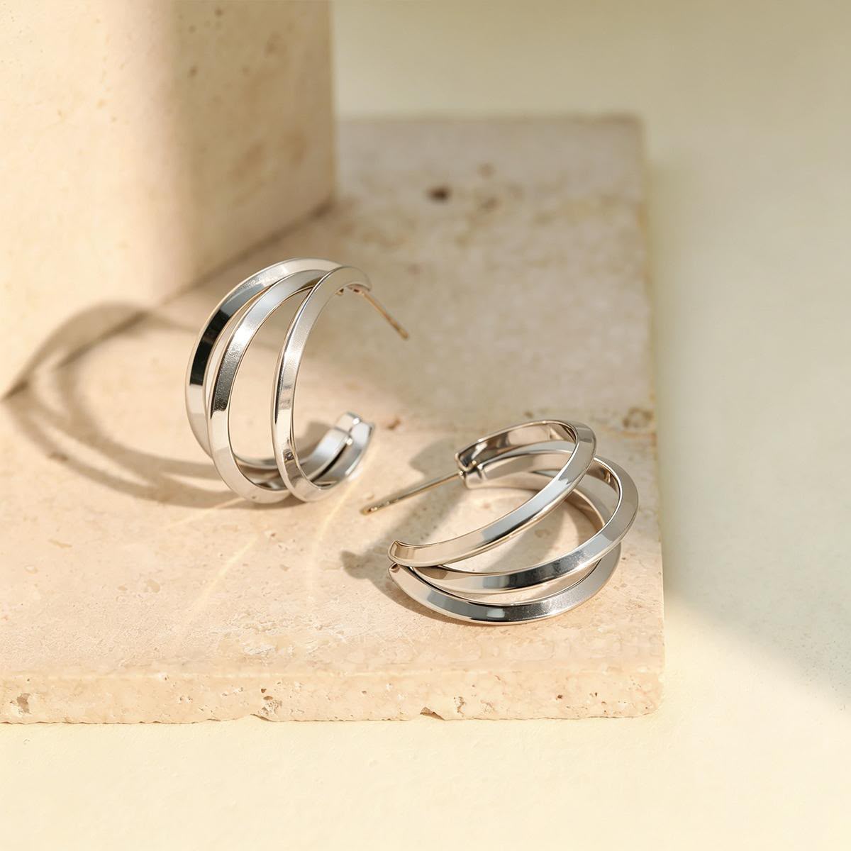 Triple Curve Earrings